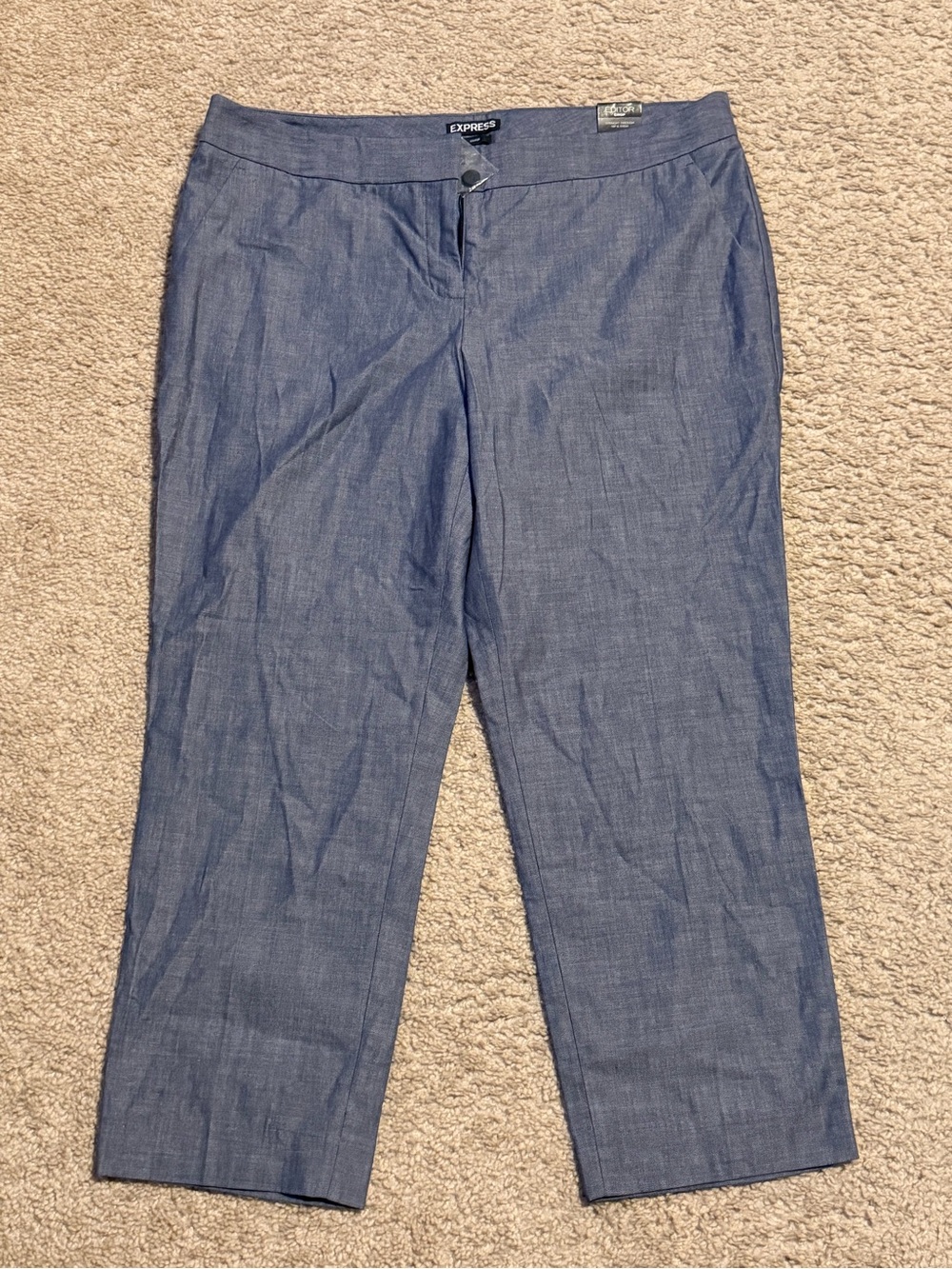 NWT Express Editor Crop straight leg blue dress pants (size 12R)